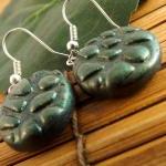 Opal Green Earrings, Polym..
