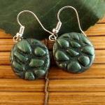 Opal green earrings, polyme..