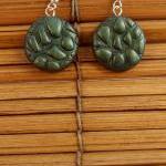 Opal green earrings, polyme..