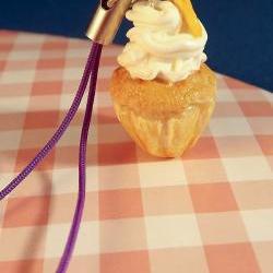 Polymer cupcake charm. Clay lemon cupcake charm for mobile phones etc.